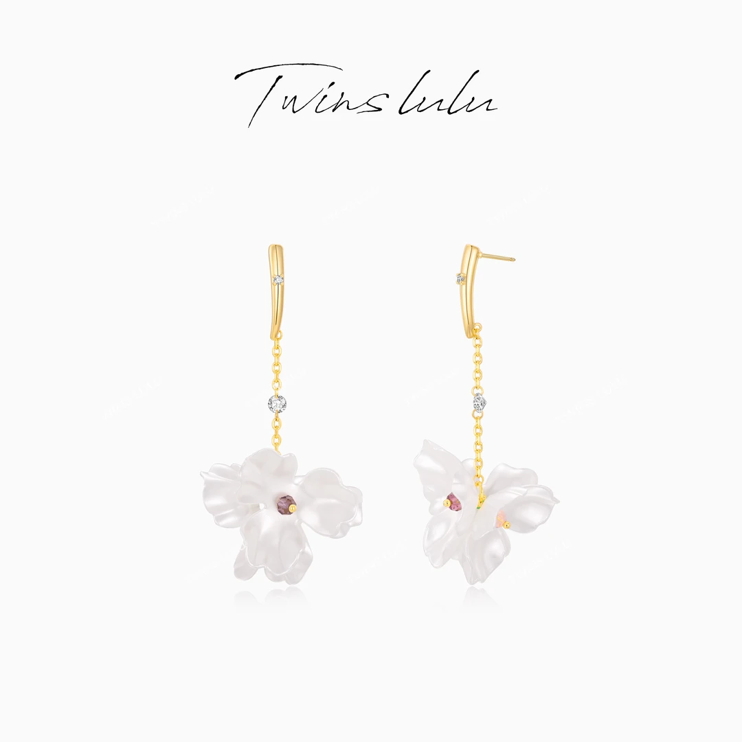 TWINS LULU 流光风秋上新精致简约百搭度假花朵耳环TSL2965