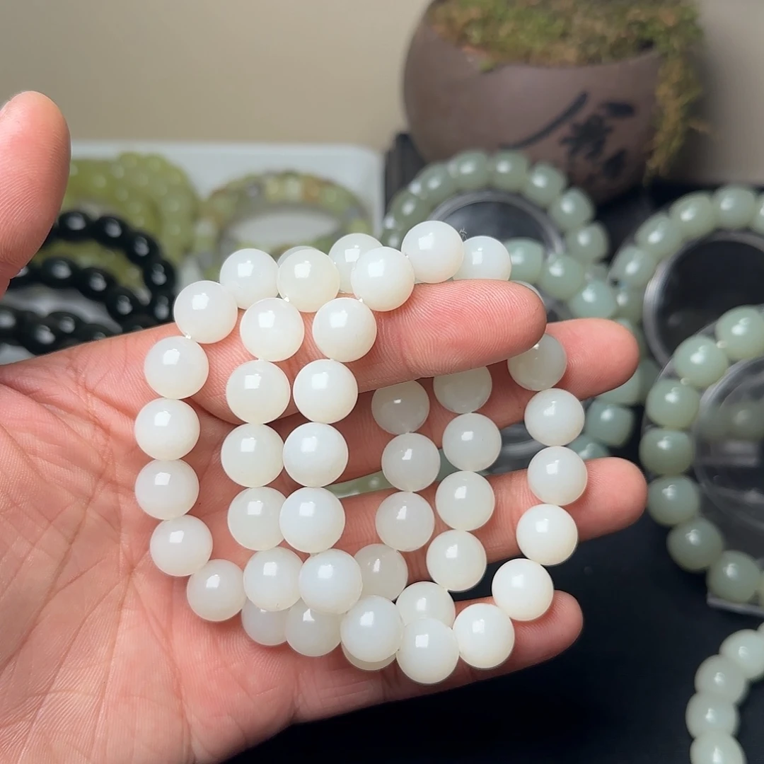 和田玉未镶嵌手串天然且末天泰卡12多样性拍一发一