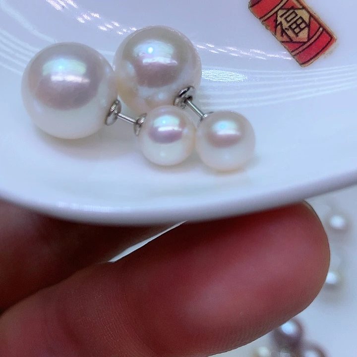 银S925镶嵌耳饰淡水珍珠