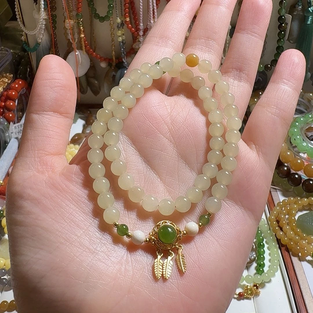 手链未镶嵌和田玉蜂蜜水双圈 卡6