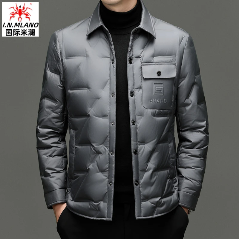 高端男士轻薄款羽绒服男短款冬季时尚男士商务休闲潮流夹克外套男