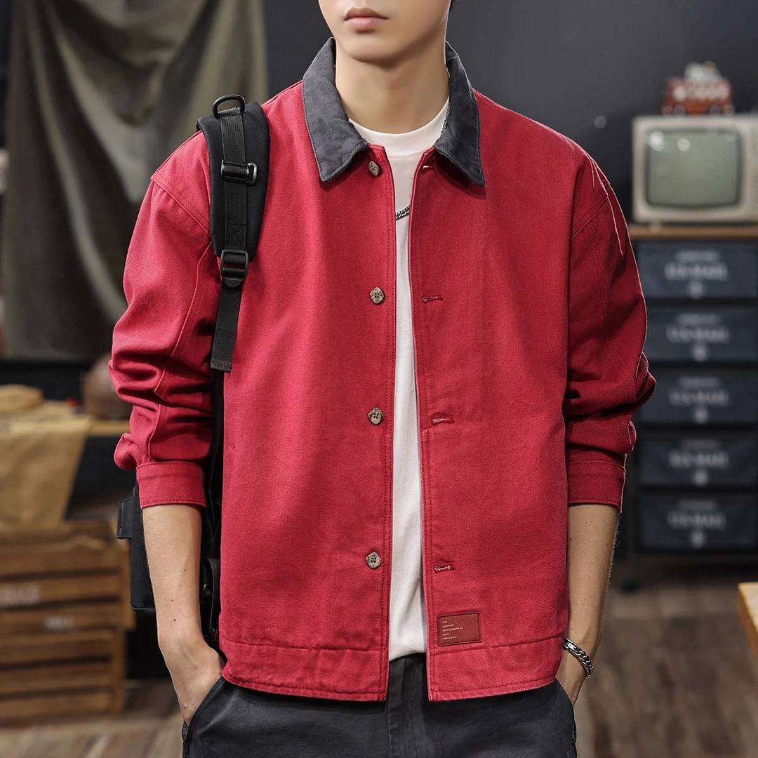 美式复古重磅夹克外套男2025秋季新款潮牌宽松休闲牛仔猎装衣服潮