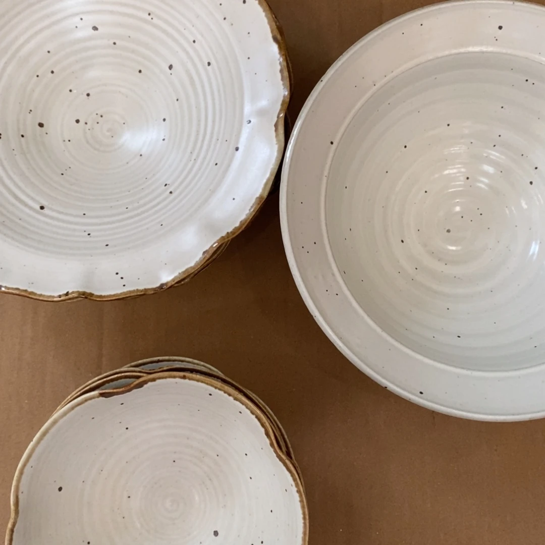 今囍陶器粗陶餐具7件
