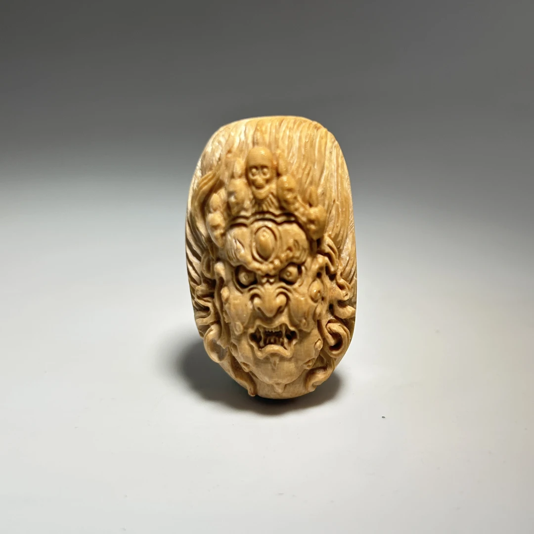 猛犸牙雕大黑天佛首吊坠34*20*13mm假一罚四X1375