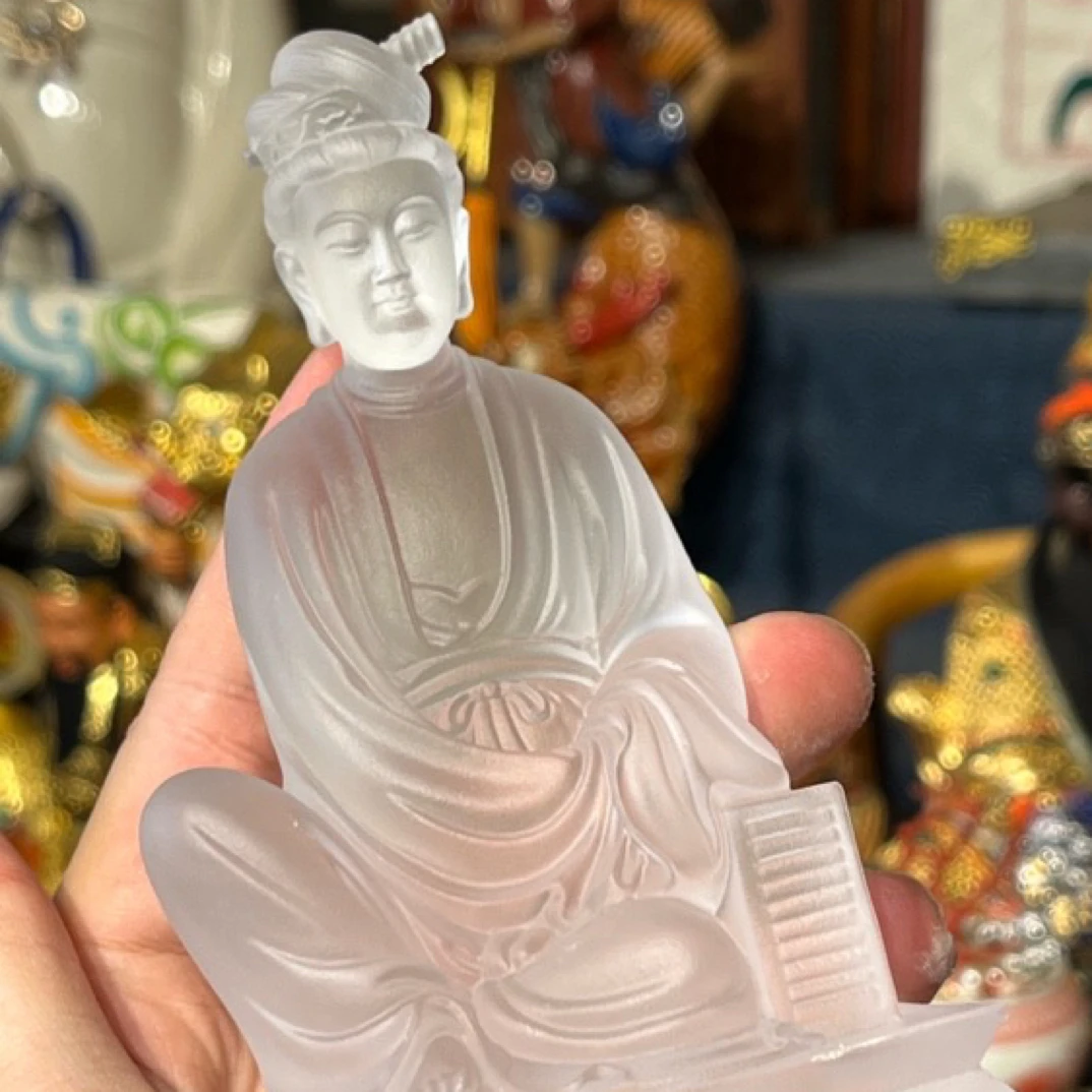 古体持经观音古法琉璃，高度14cm，