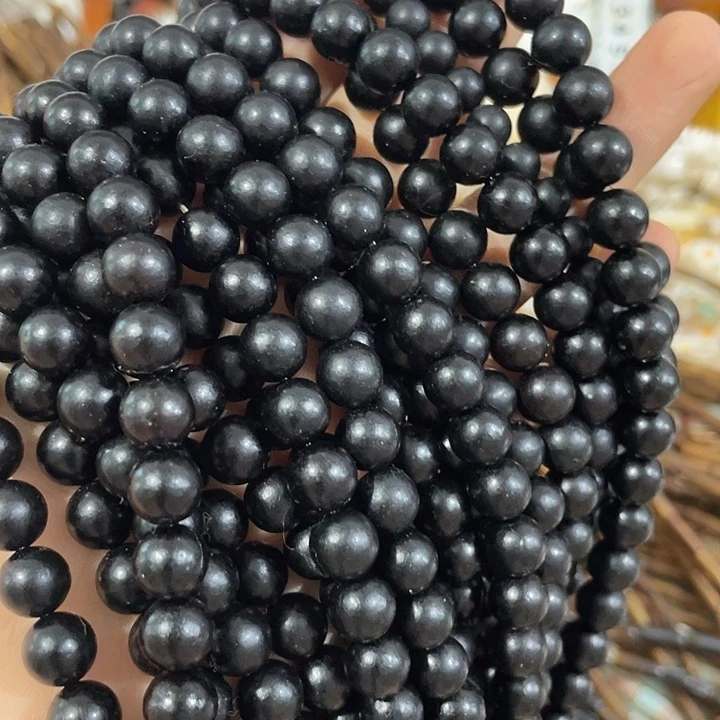 玛瑙/玉髓合金珠宝半成品一条10mm黑豆豆圆珠