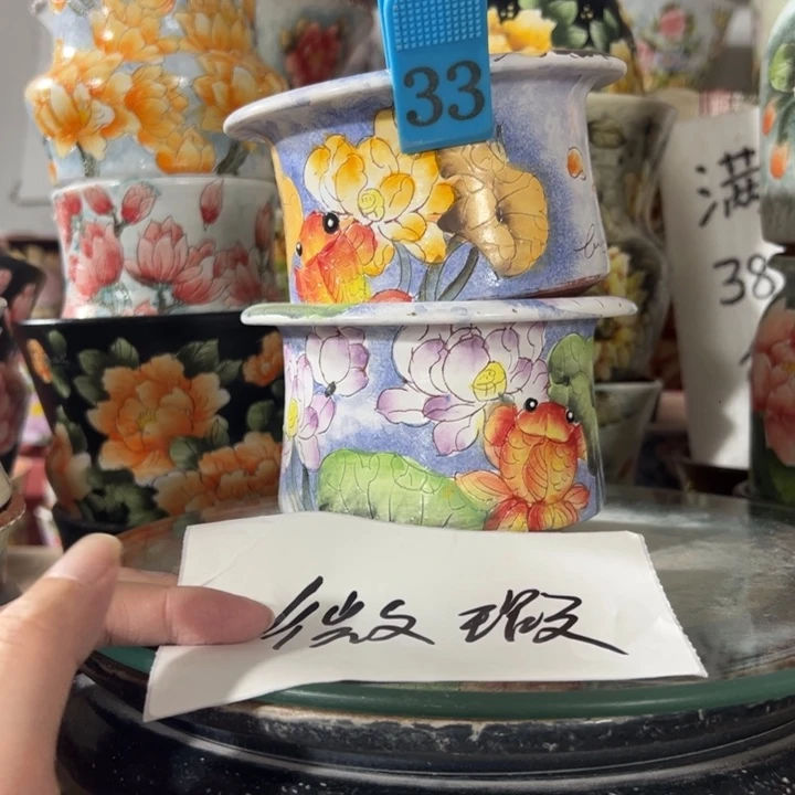 景德镇手绘花盆满38包邮偏远地区除外