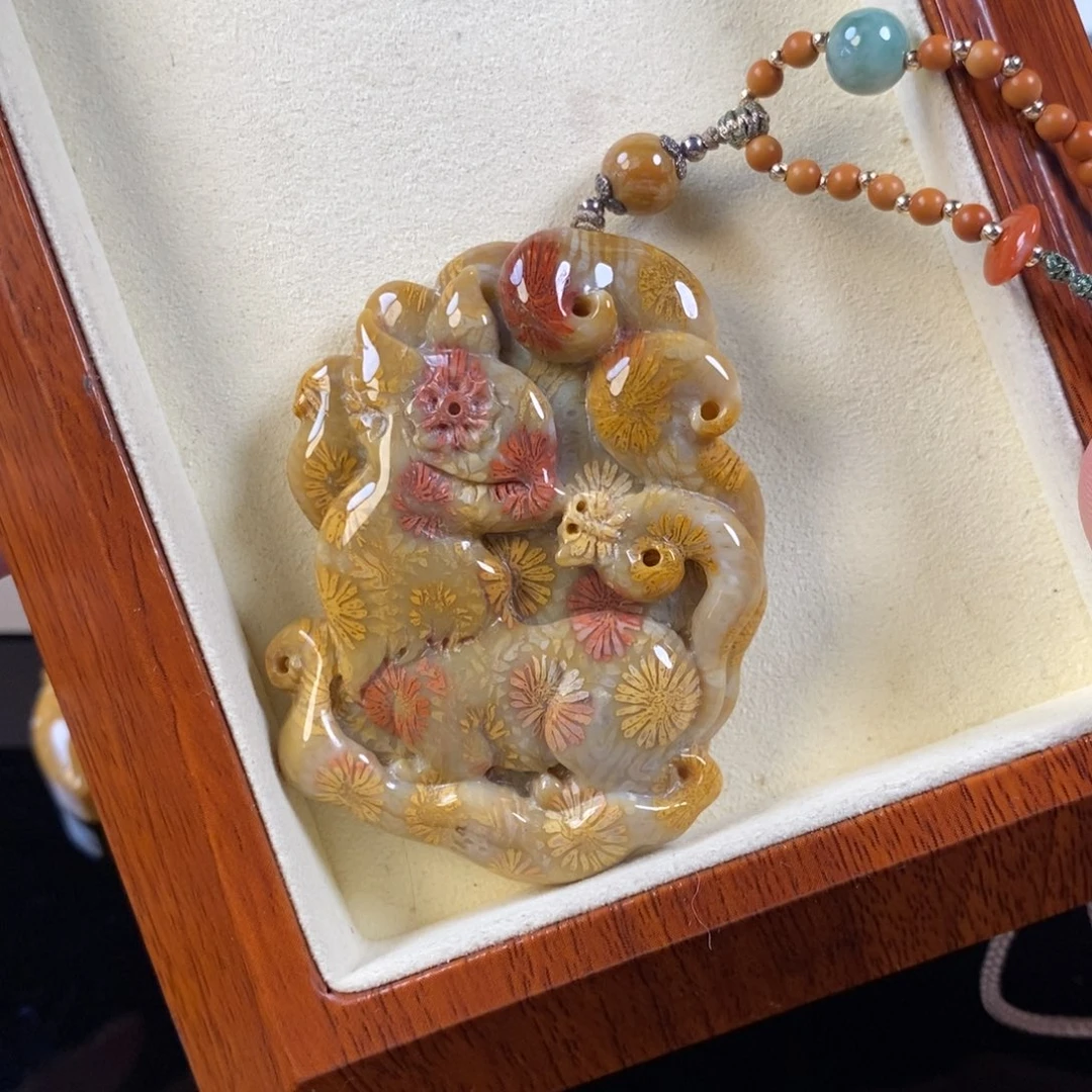 硅化珊瑚（珊瑚玉）未镶嵌颈饰2500