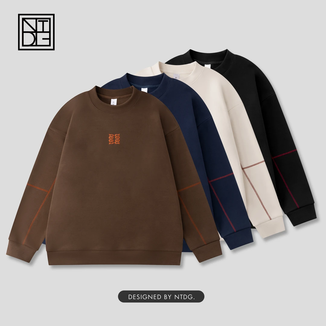 冬季加绒圆领明线设计款卫衣8860