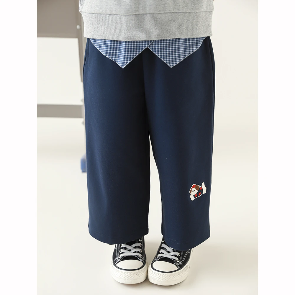 幼悠男童春装小狗绣标休闲裤独特洋气时髦女童装儿童裤子潮GQ4338