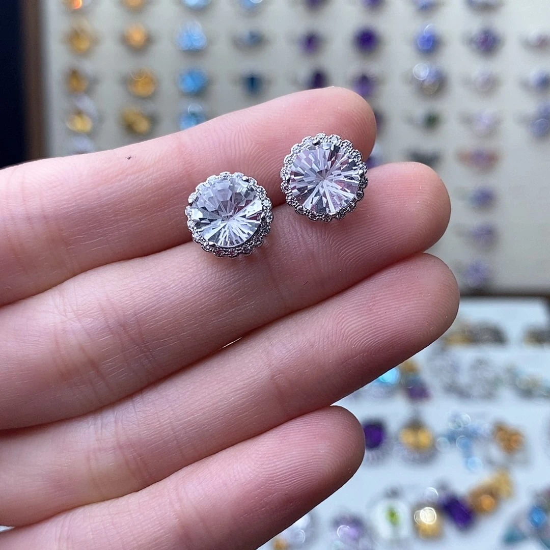 水晶耳饰银S925镶嵌（需要证书备注）