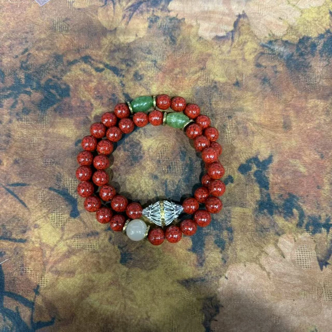 含辰砂工艺品S1471-朱砂8mm重工风配饰手串