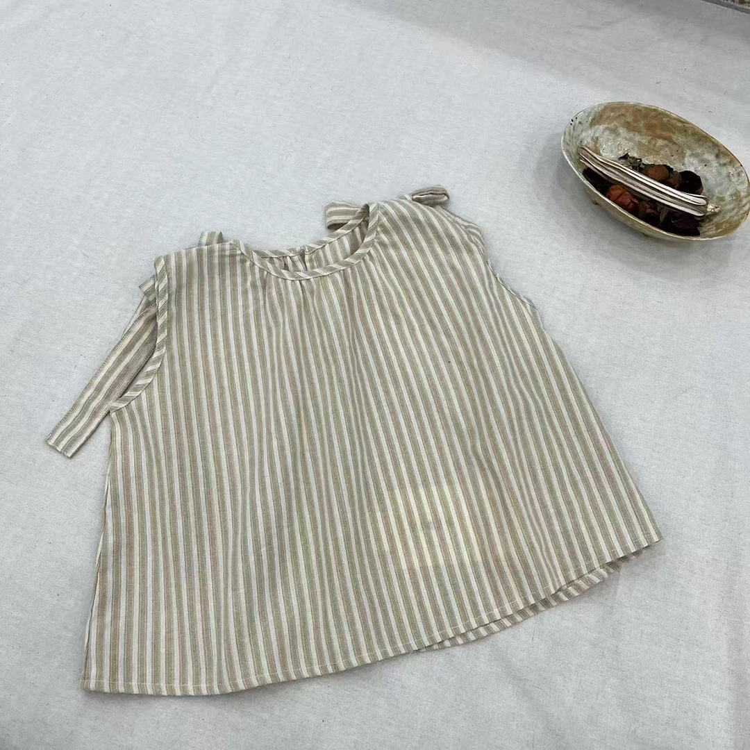 〖姐姐家〗25夏款儿童竖条纹娃娃衫衬衫sy3184