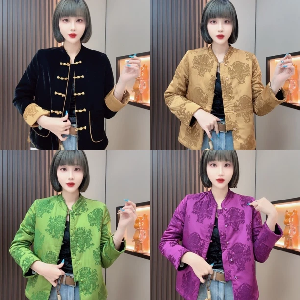 敏宝儿➕79292二棉厚度新中式国风盘扣双面穿显瘦百搭秋季短款外套