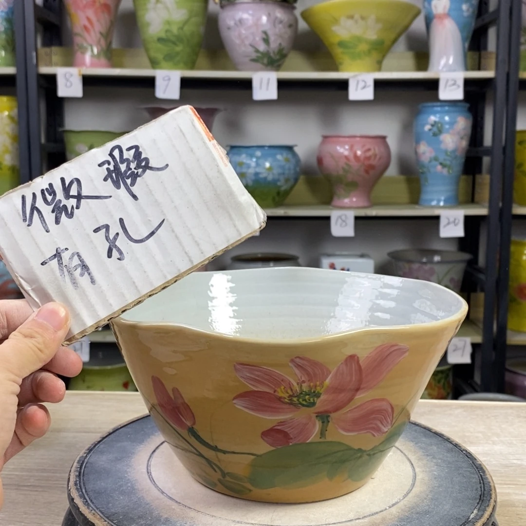 景德镇手工手绘陶瓷花盆