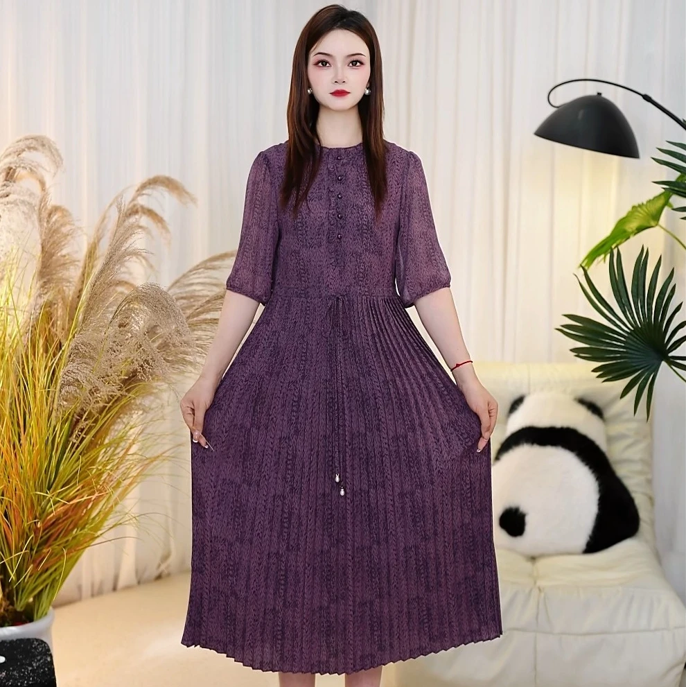 【CFNZ】夏季新款显瘦洋气拼接宽松轻奢气质修身中长款连衣裙百搭