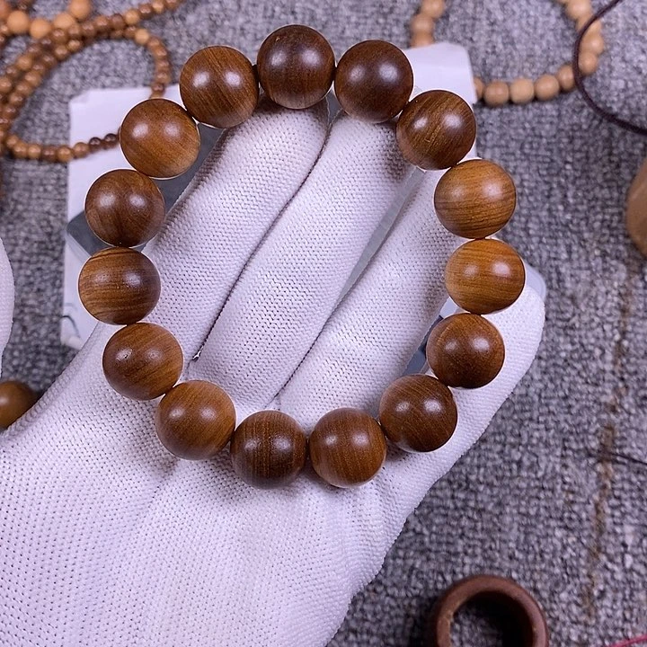 檀香木手串/手链老山檀香沙皮黑肉虎纹药香王1.5沉水