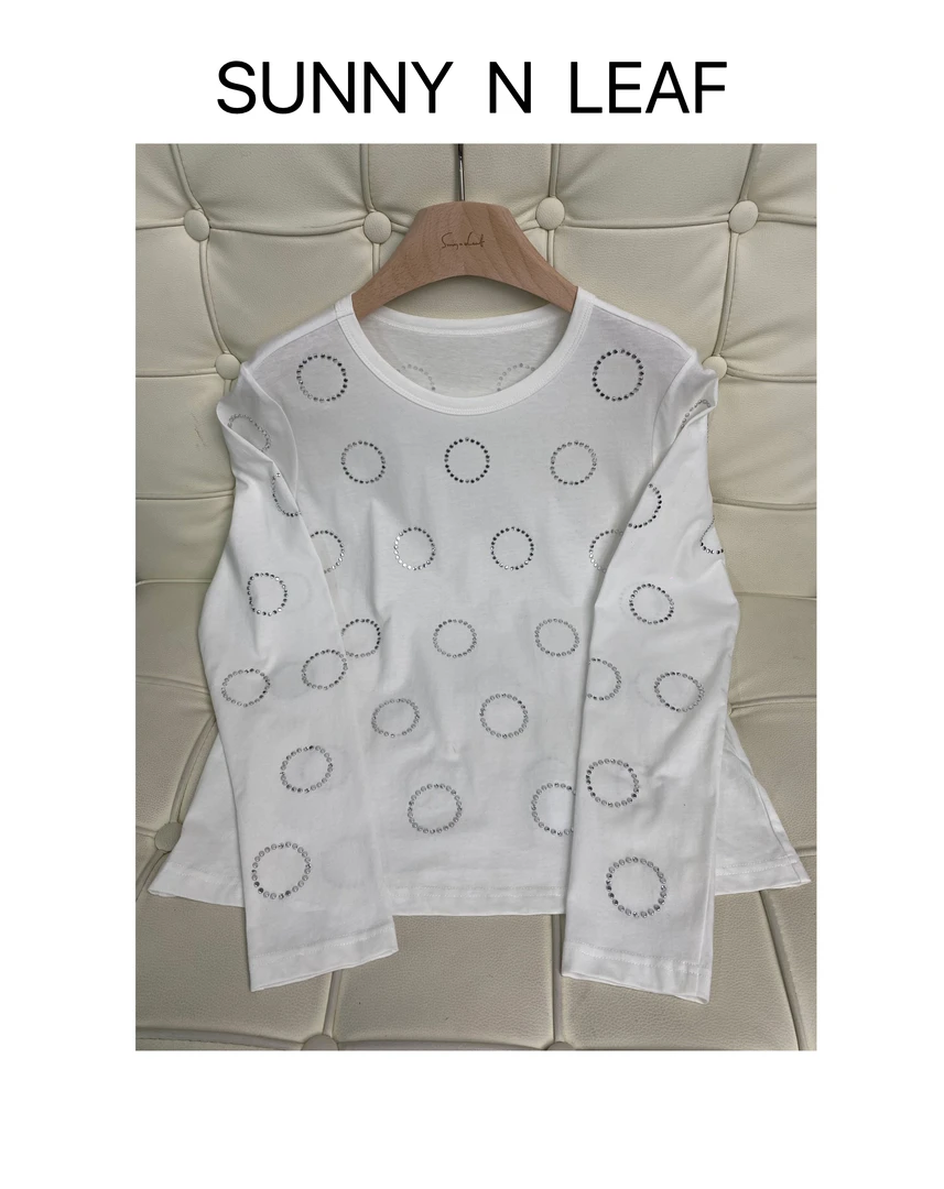 SUNNY N LEAF  闪耀圆环烫钻长袖上衣T恤  YCXTC40978