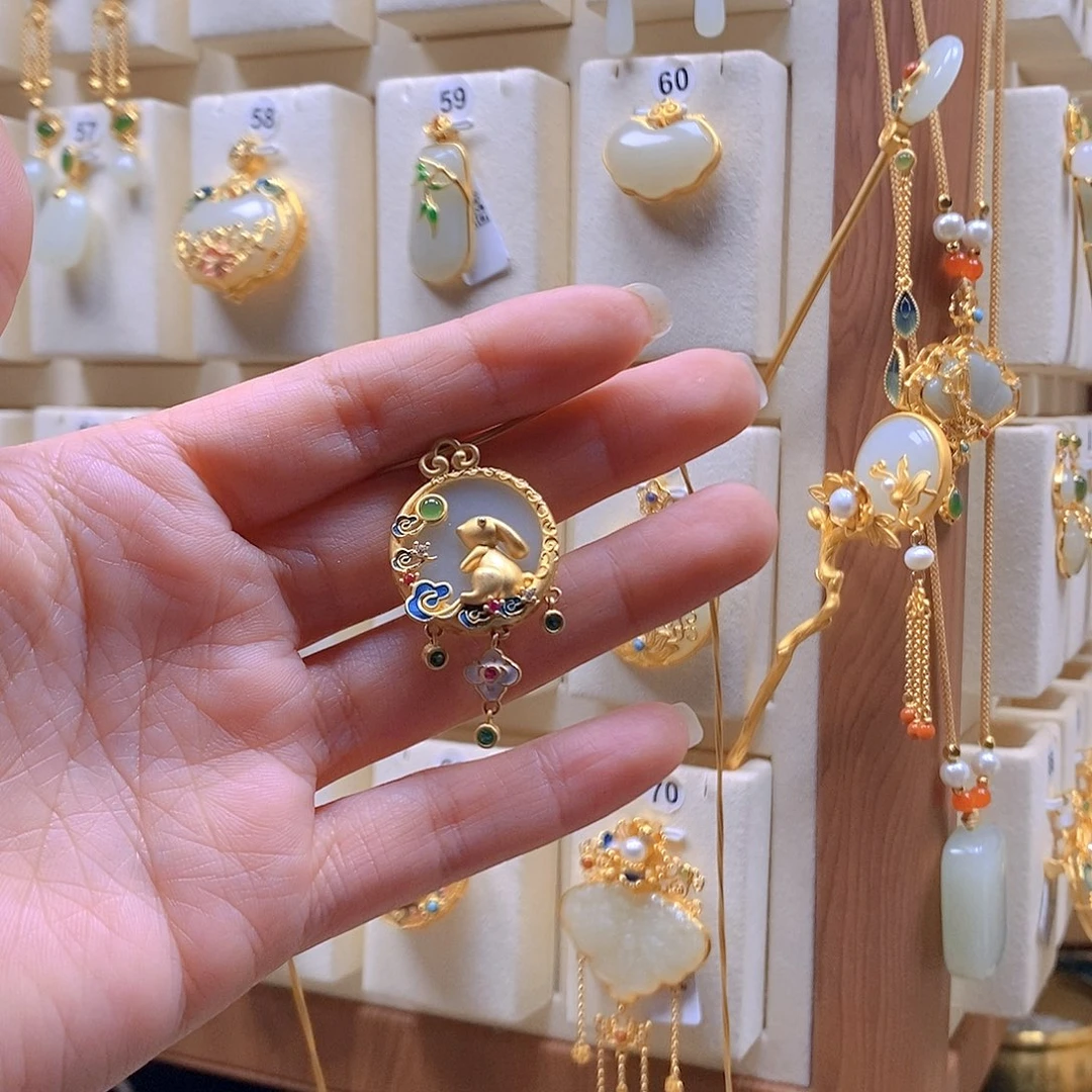 和田玉银S925镶嵌颈饰