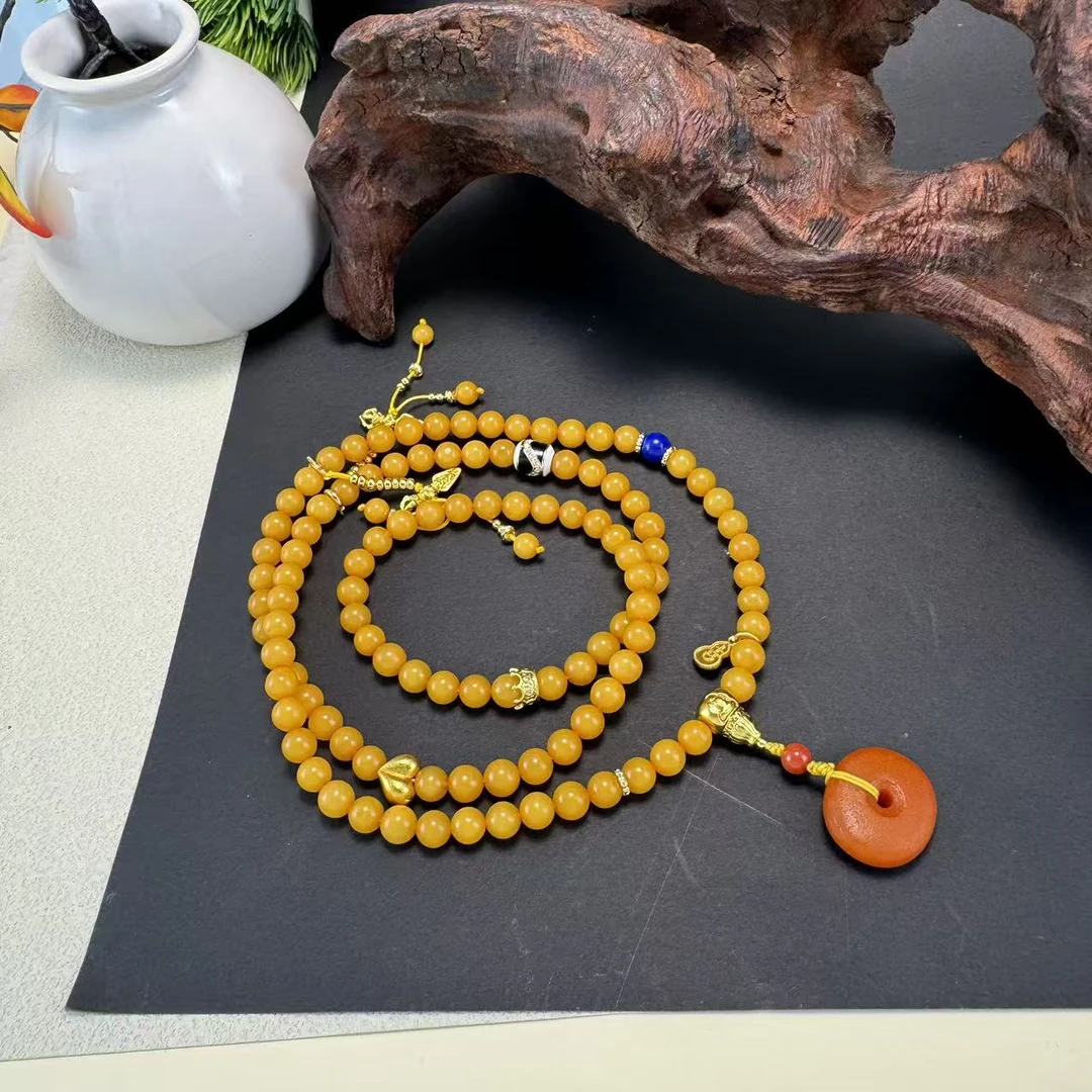 天然琥珀(蜜蜡)颈饰-珠径6mm-ML082