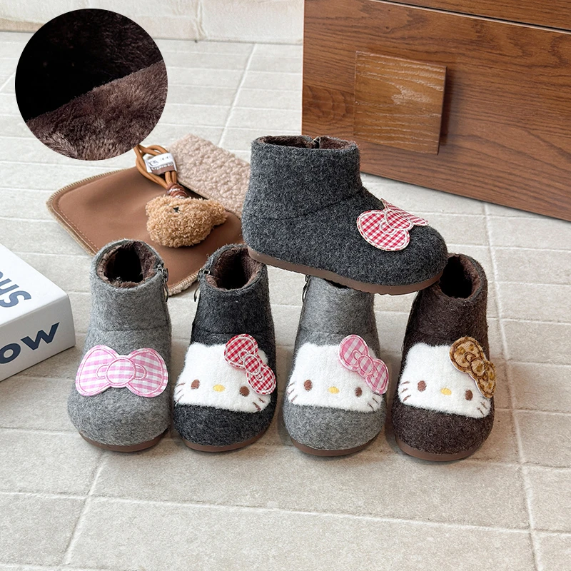 冬日HELLO KITTY 小猫i加绒毛毛短靴