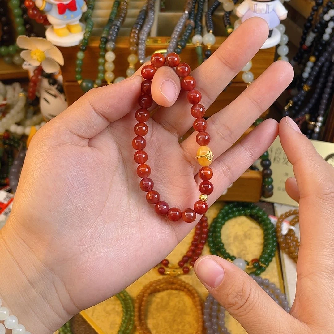 南红玛瑙单圈手串未镶嵌