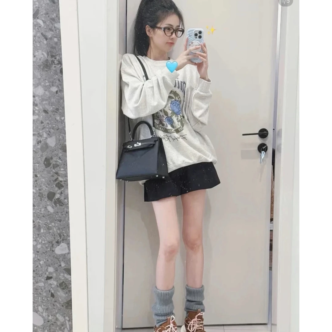 白鹿同款 玫瑰花毛圈卫衣