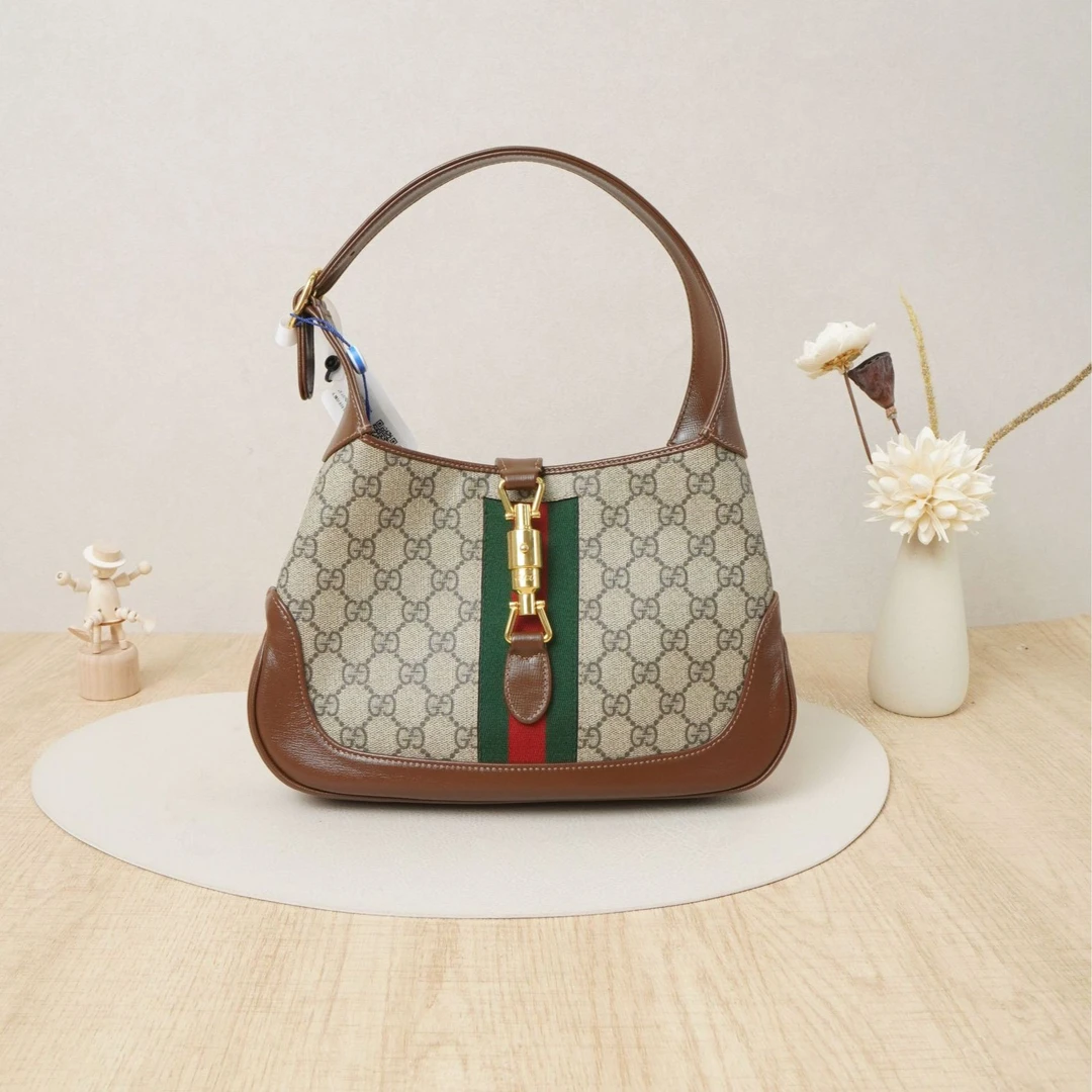 95新 GUCCI/古驰 古驰1961系列半月腋下包小号老花拼色/DS030637