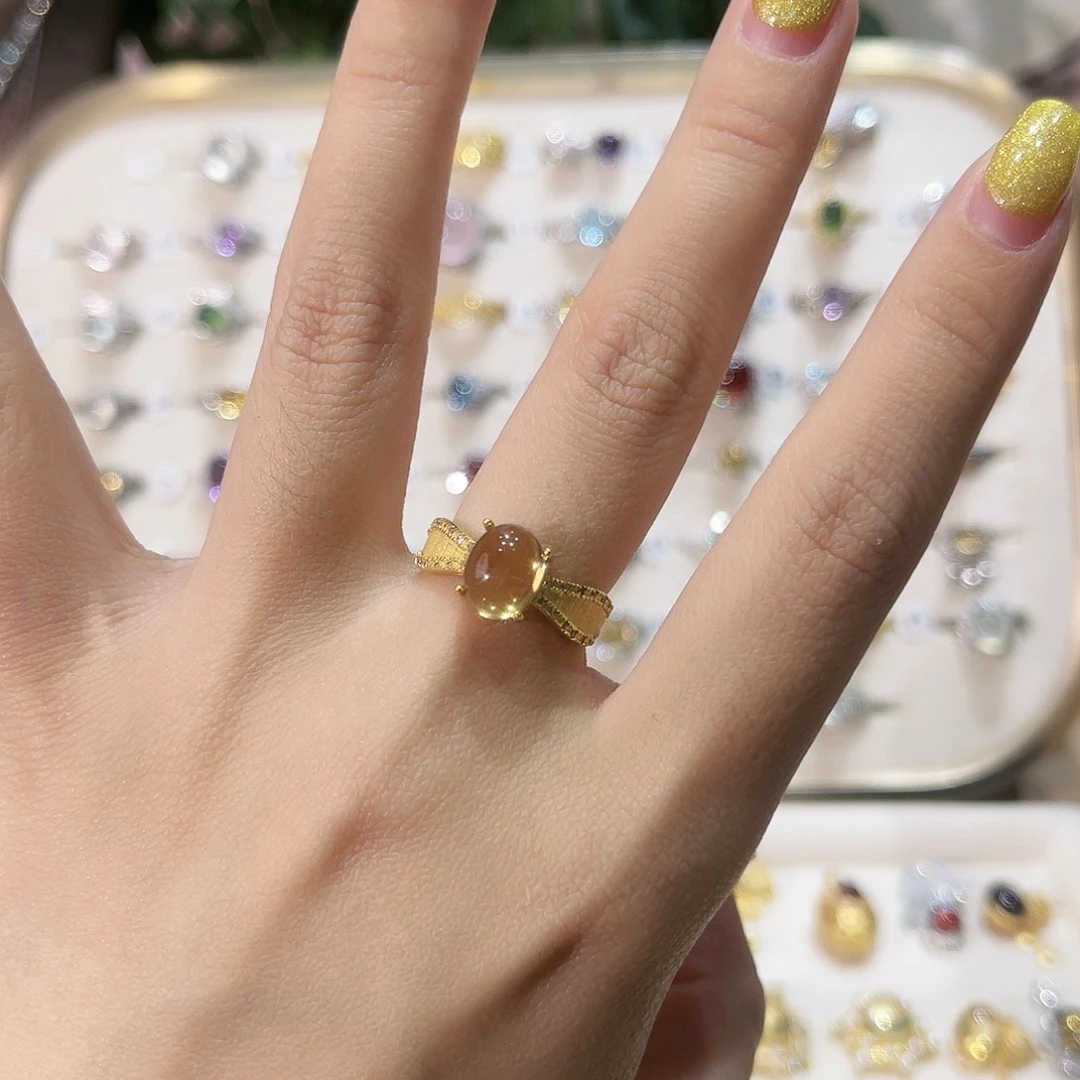 蛇纹石玉戒指银S925镶嵌