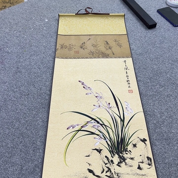 国画国画立体兰花作品