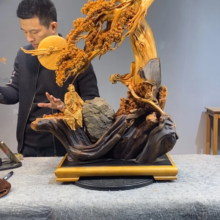 唯***足柏木木雕工艺品摆件