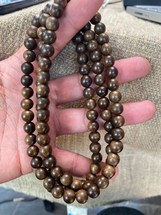 沉香手串文莱08圆珠野料保39克沉水浮