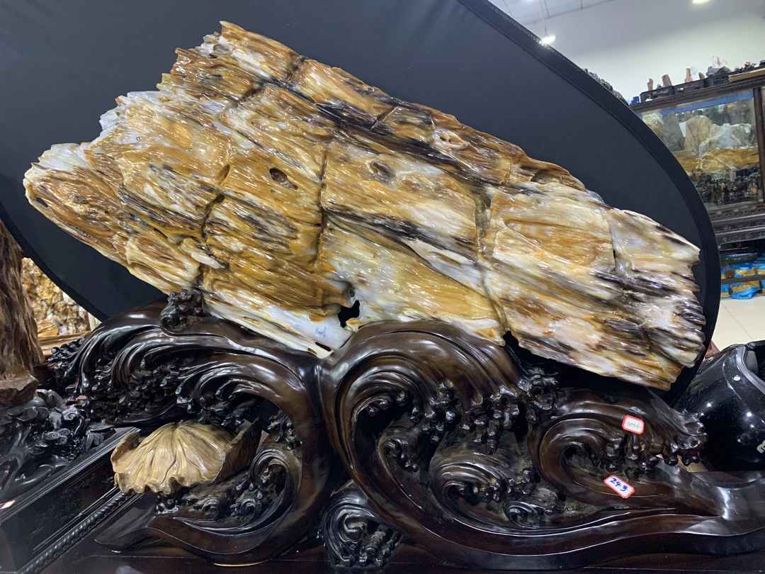 缅甸天然树化玉摆件5（硅化玉）