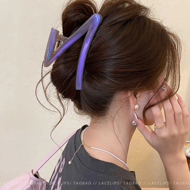 高质量小众Z字形抓夹女高级感2025新款大号鲨鱼夹发夹后脑勺头饰
