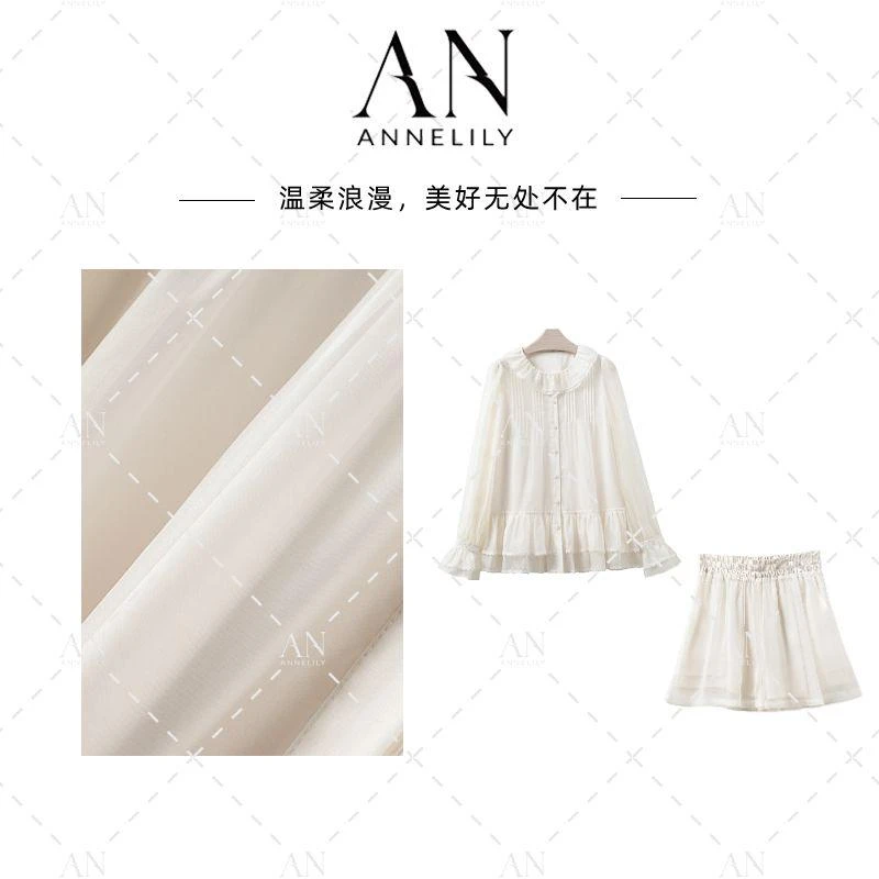 ANNELILY【洛禾】新款上新休闲气质百搭短裤套装AT2502114