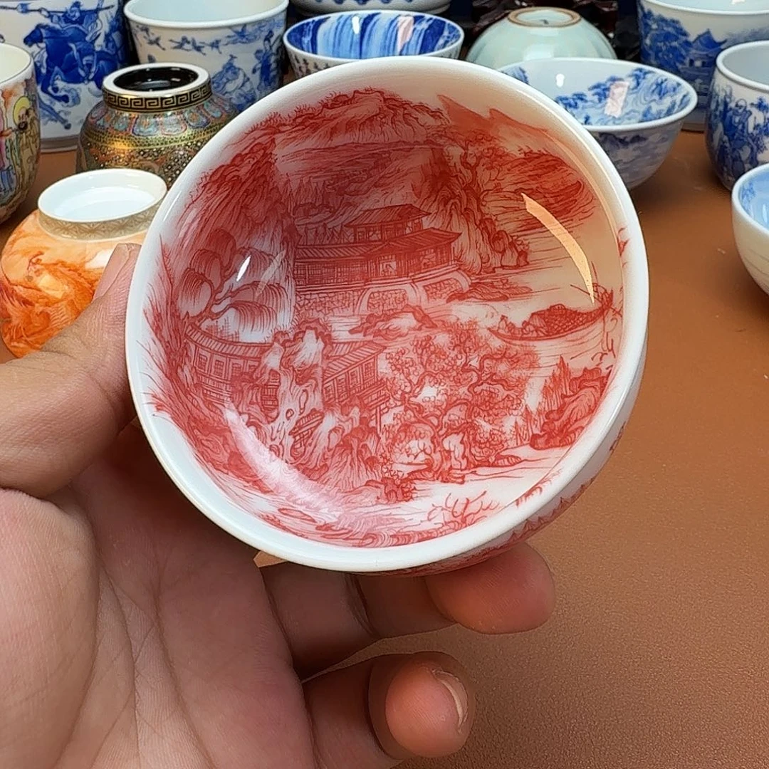 冰***璃杯子景德镇全手工手绘陶瓷