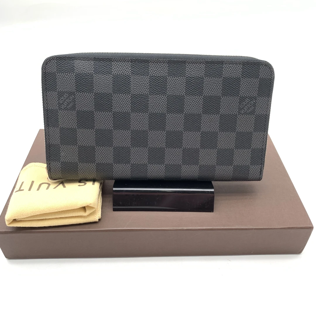 99新 LouisVuitton/路易威登 LV  黑棋盘格长款拉链钱包/10020058