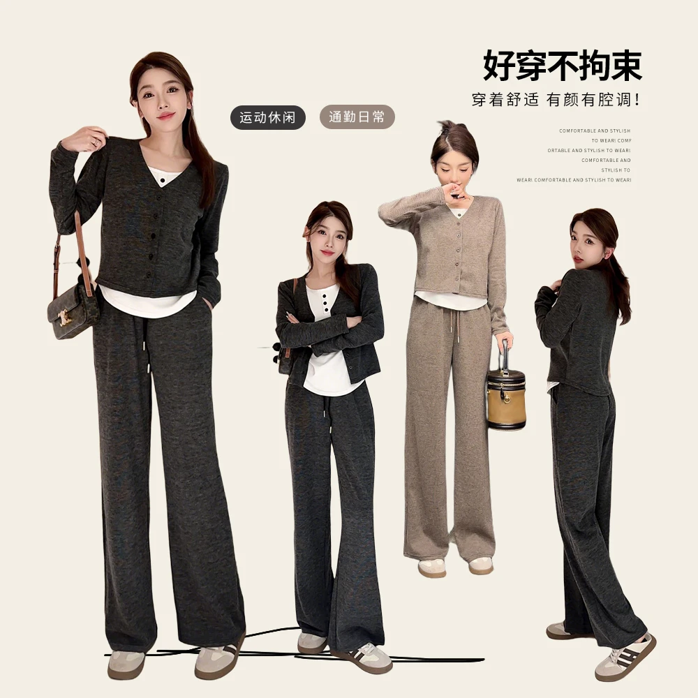 高级感拼接撞色开衫套装女春季新款时尚休闲百搭运动两件套T356