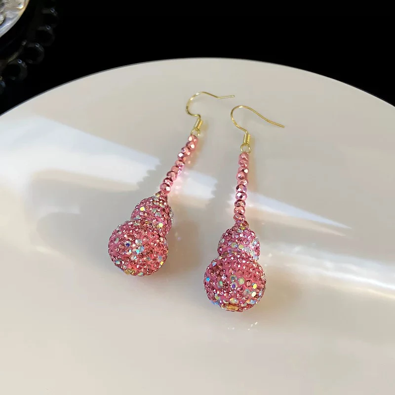 铜合金合成锆石耳饰 05263大淇原创甜酷葫芦形亮闪闪气质个性耳钉