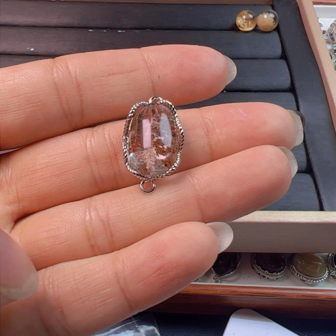 水晶手链银S800镀金镶嵌y***~