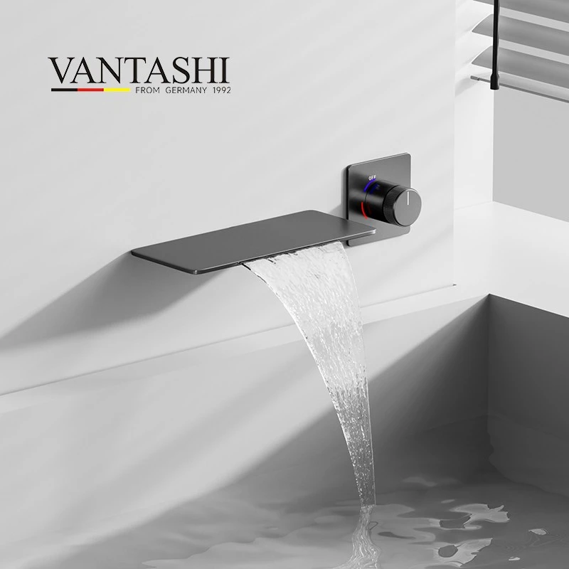 德国范塔希暗装龙头带置物架旋钮瀑布出水面盆浴缸双用家用极简铜