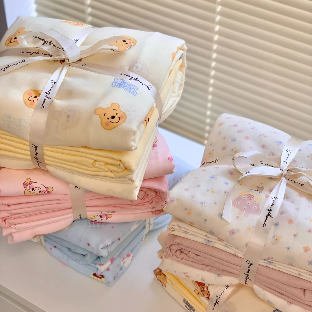 自定坯纱！ins风全棉A类有氧双层纱床上四件套三件套柔软亲肤学生