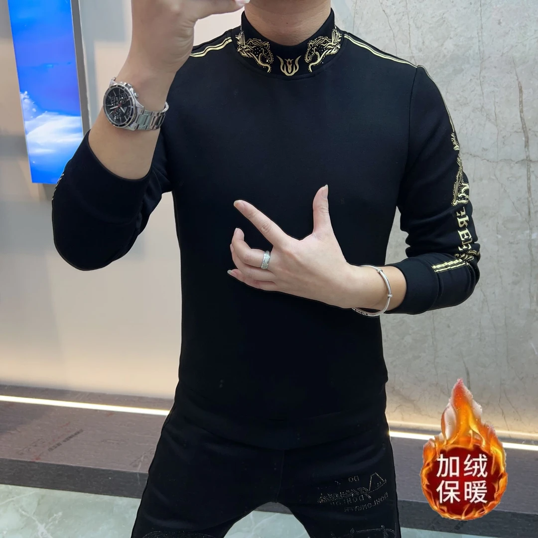 《双金马》欧货男装时尚休闲翻领轻奢空气棉百搭透气上衣潮流修身型