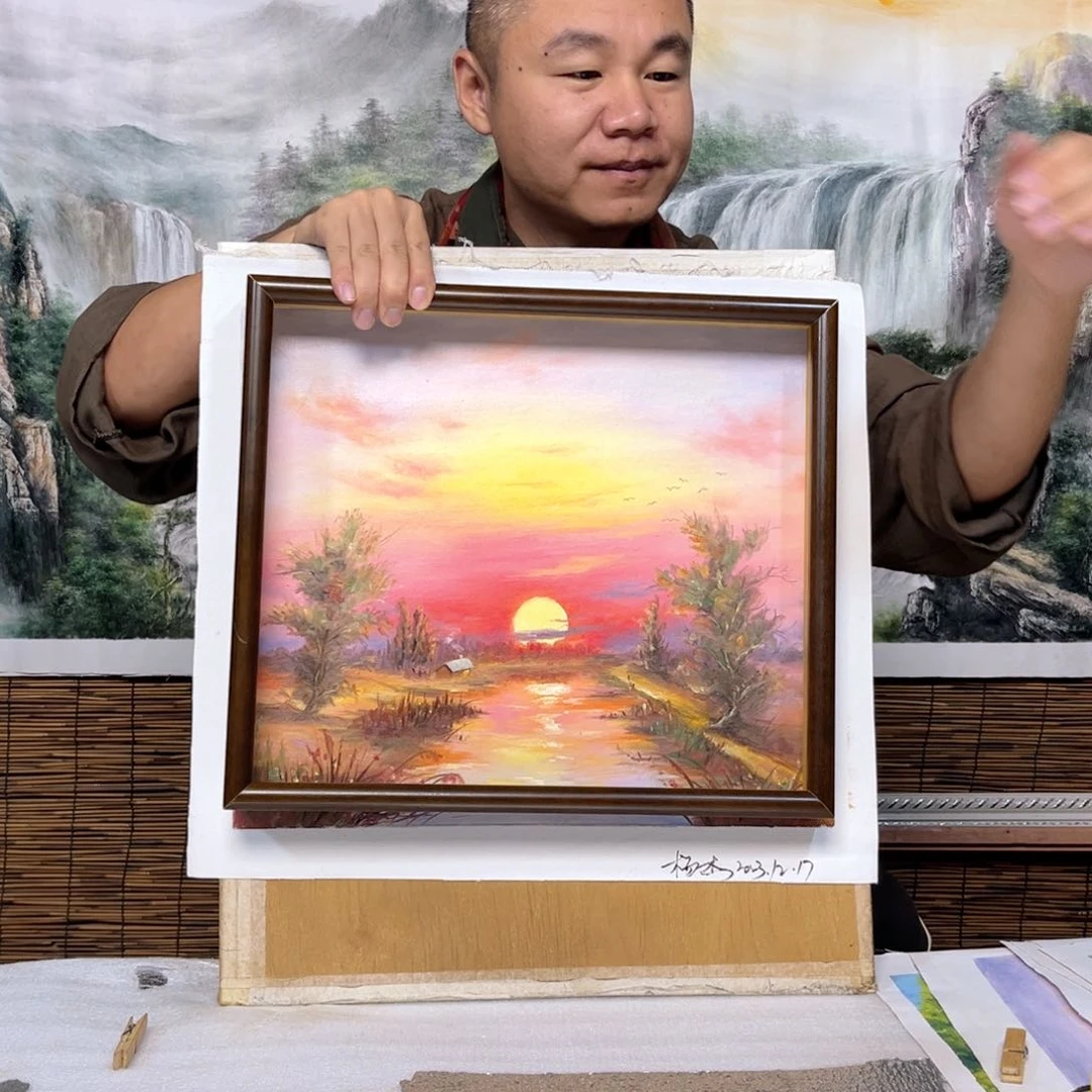 油画行路人小院绘画作品竞拍