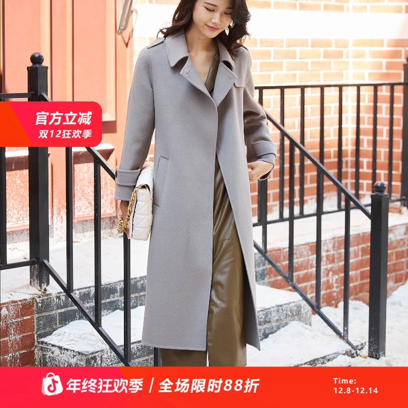 姚领女装新款冬季毛呢外套长大衣861M40049