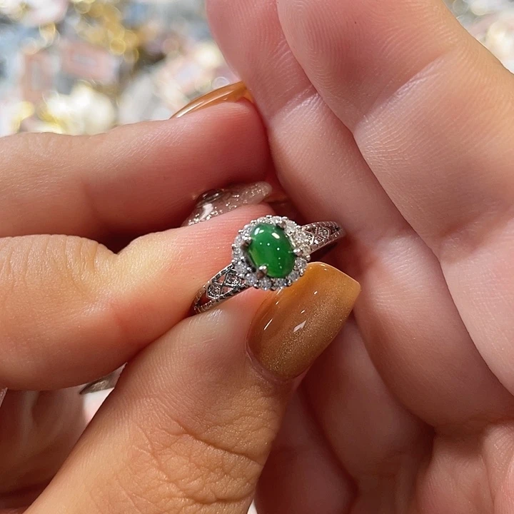 翡翠银S925镶嵌戒指