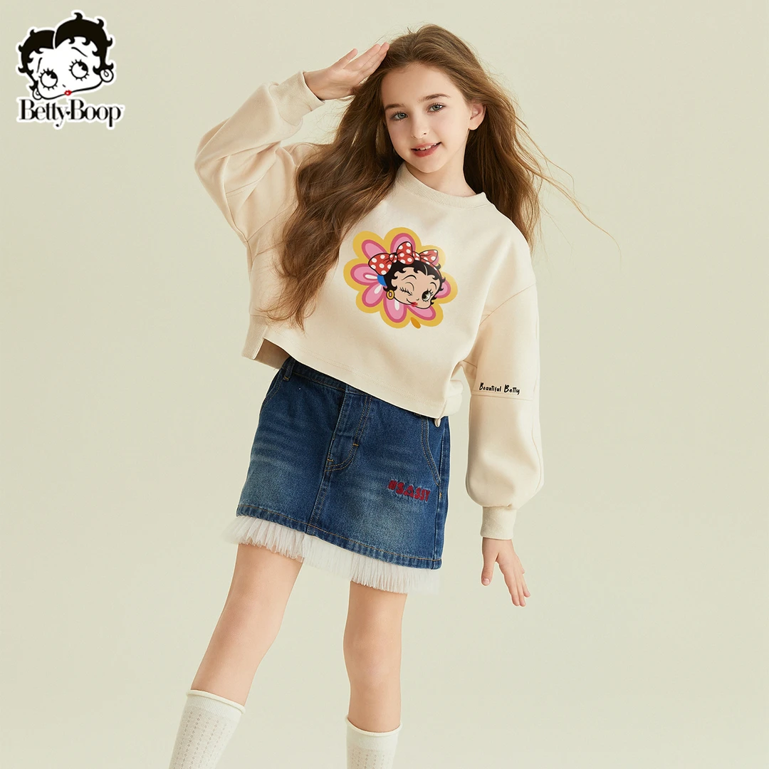 贝蒂女童春秋童装短款时髦洋气卫衣2025年大童儿童休闲上衣25563