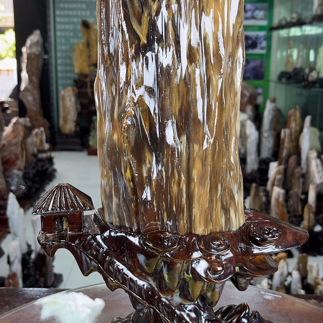 缅甸天然树化玉摆件