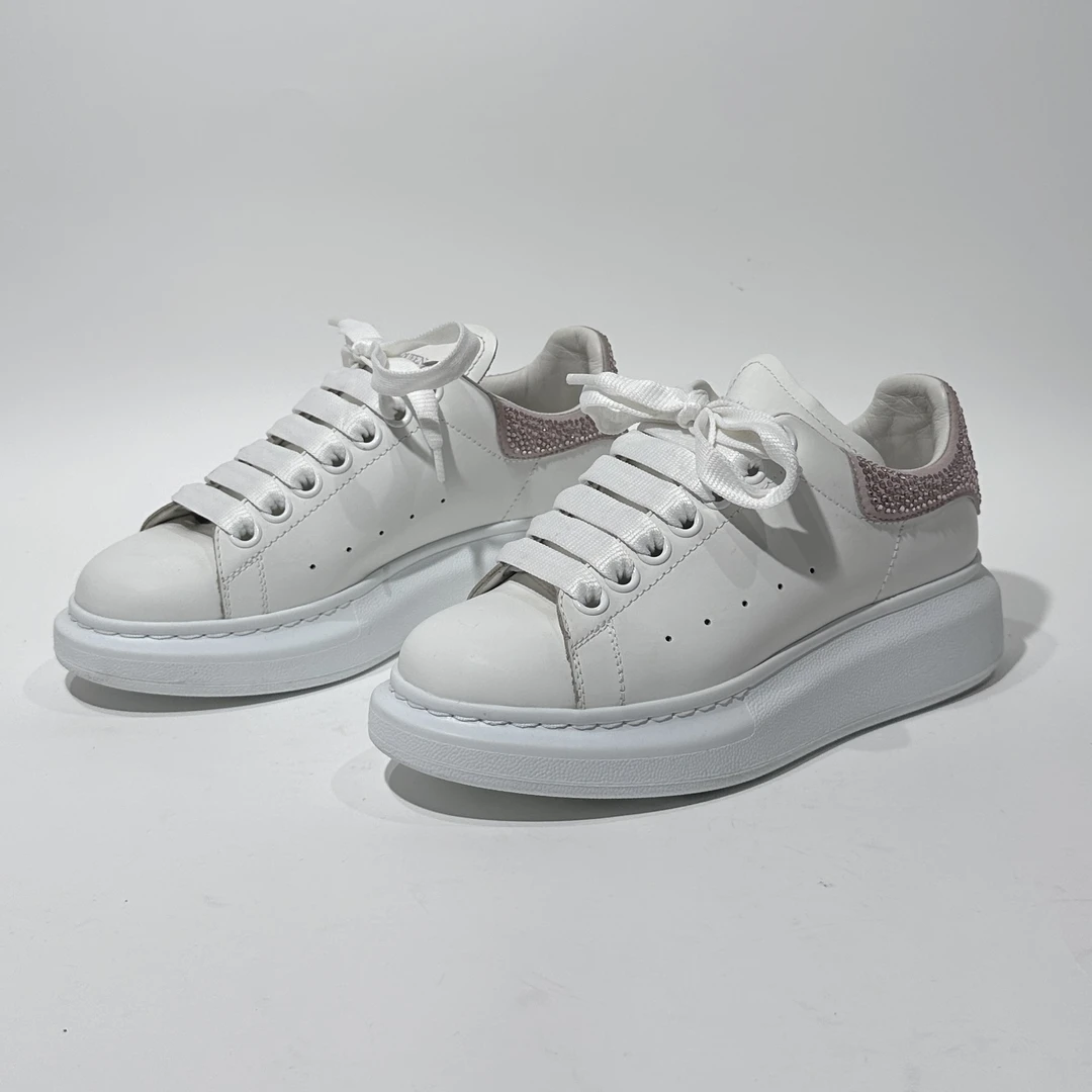 99新 Alexander McQueen/亚历山大·麦昆 35.5码 粉尾小白鞋/01741