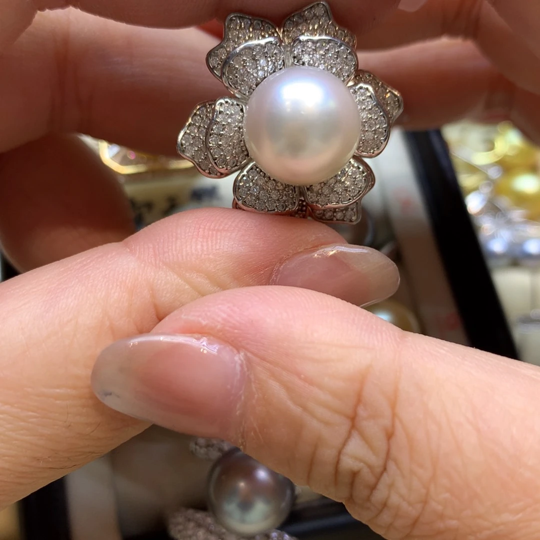 银S925镶嵌戒指海水珍珠